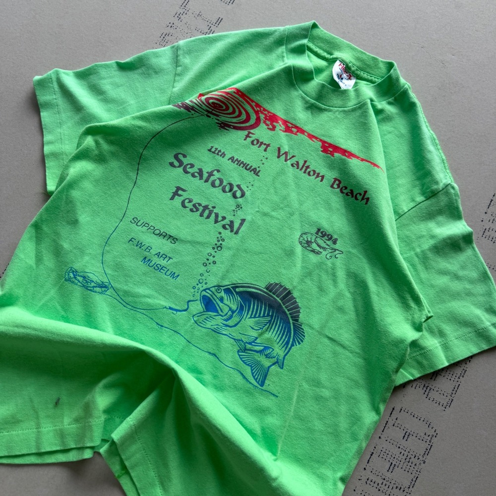 Vintage‎ 90s Fort Walton Beach Fishing Surf Style T-shirt